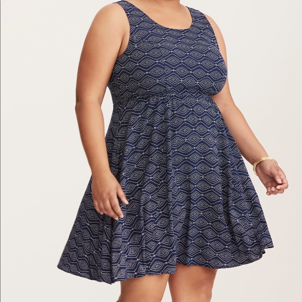 Torrid Navy Dot Tie Back Challis Dress! Sweet!